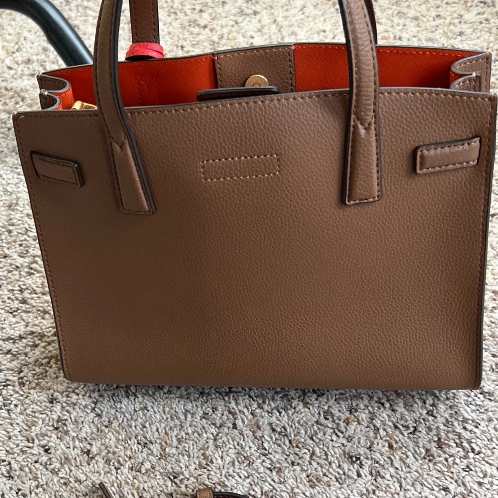 Tory Burch Brown small Satchel/ crossbody with orange Interior - Picture 3 of 4